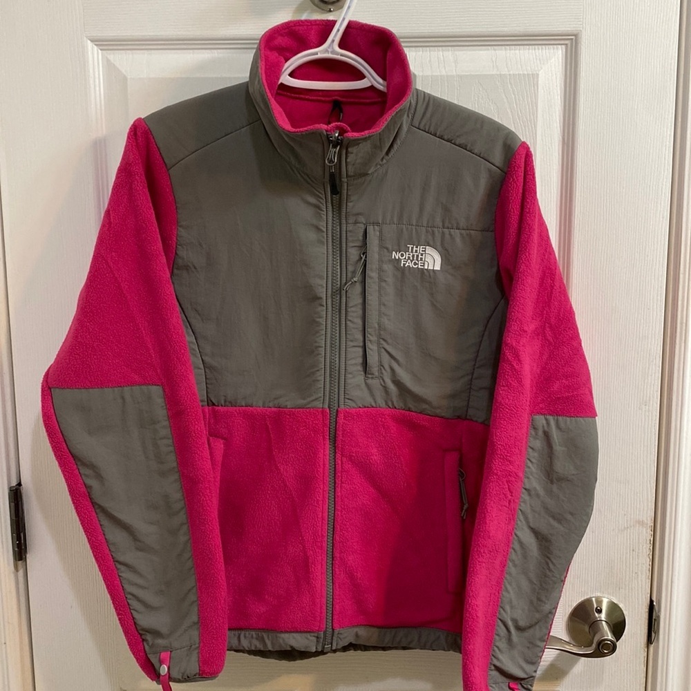North Face Denali Jacket Women’s Small Fuchsia Fleece Gray Polartec Full Zip